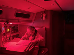 Night navigation training during a RYA Coastal Skipper Course with SAFE-Sailing.